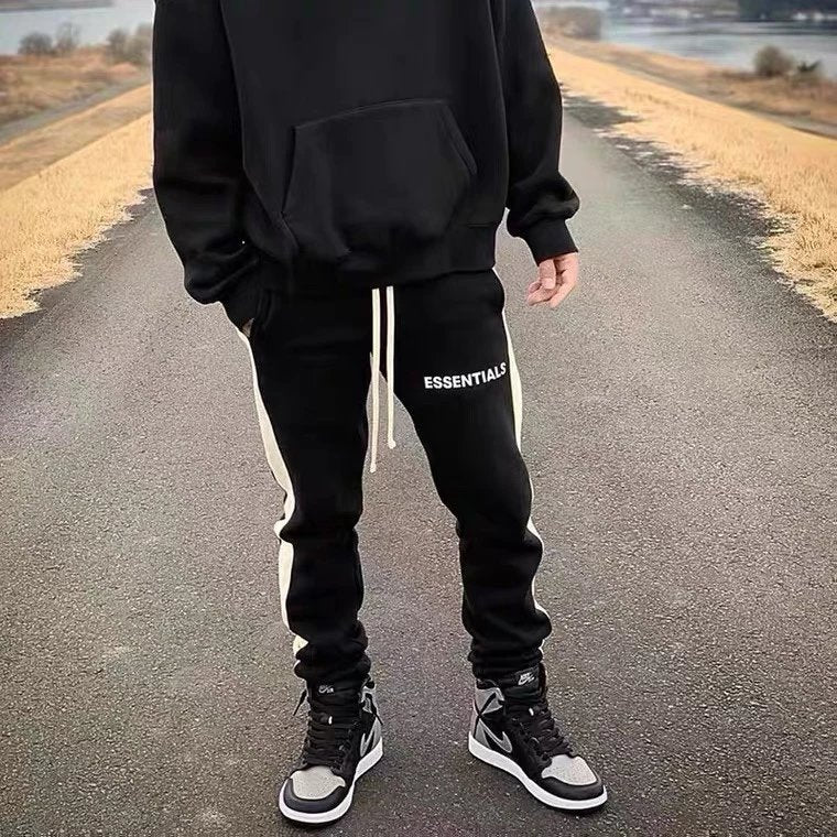 ESSENTIALS Sweatpants Top Tested California Limited Double Line Side Patchwork Stripes Trousers Sweatpants