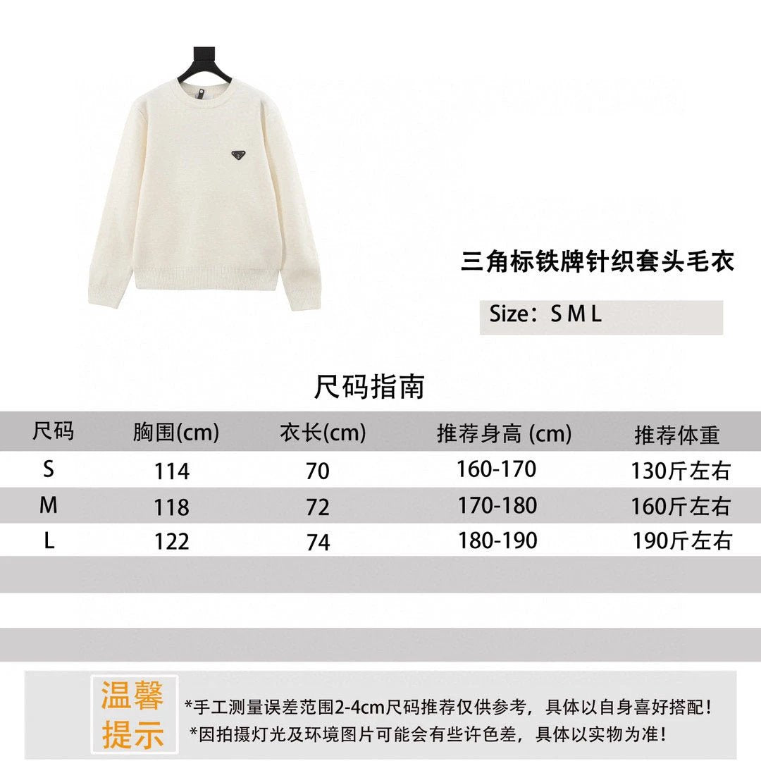 PRADA Sweater Triangle Mark Iron Brand Knitted Pullover Sweater Same Style for Men and Women