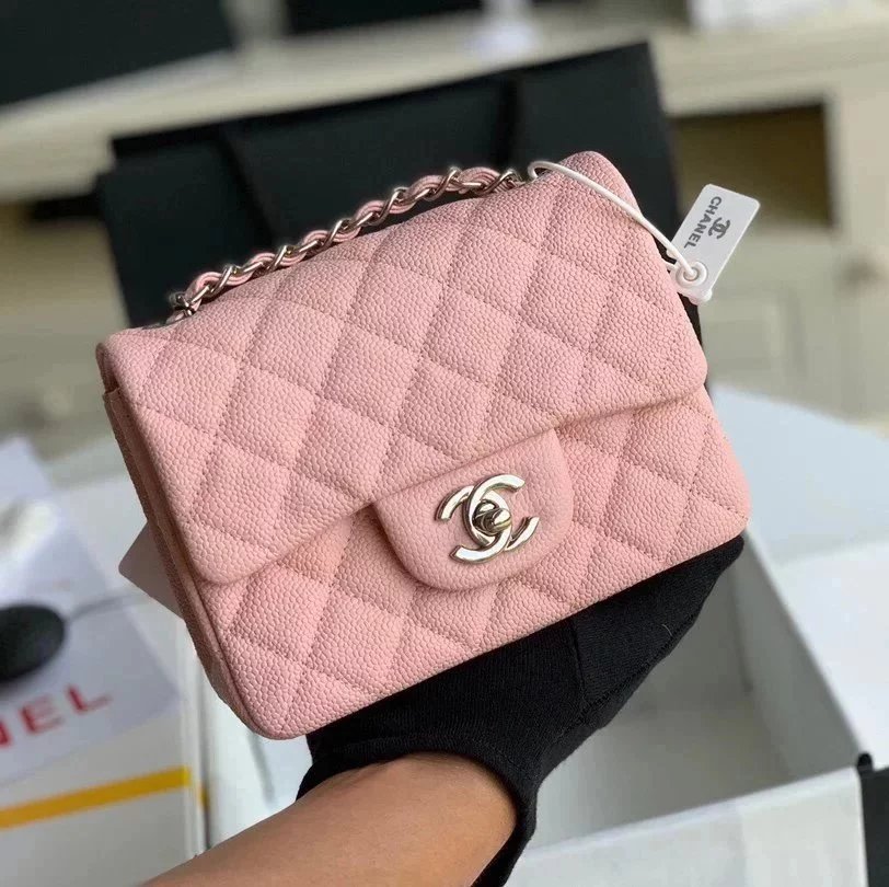 Chanel Women's Bag Top version Original Leather Surrogate Shopping Version New Bag Ch@ne1CF Fat Fang1115mini17cm Caviar Ball Grain Cowhide CF Sheepskin Mini Small Sized Flap Bag Shoulder Crossbody Chain Bag Lambskin Original Leather