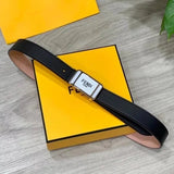 FENDI Belt Top version Women's Belt Fashion Double-Sided Imported First Layer Cowhide Fashion All-Match Casual Belt Wide3.0Iconic F Hardware hanging buckle