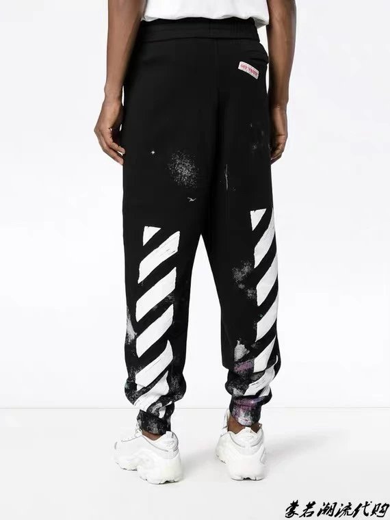 OFF-White Sweatpants Top After Checking the Starry Sky Splash-Ink Fireworks Trousers Men's and Women's Sweatpants Pants Pure Cotton Spring and Autumn