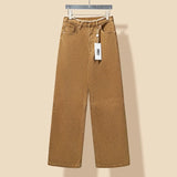 Maison Margiela Jeans Raw Hem Waistband Denim Straight Leg Pants Women Versatile Casual