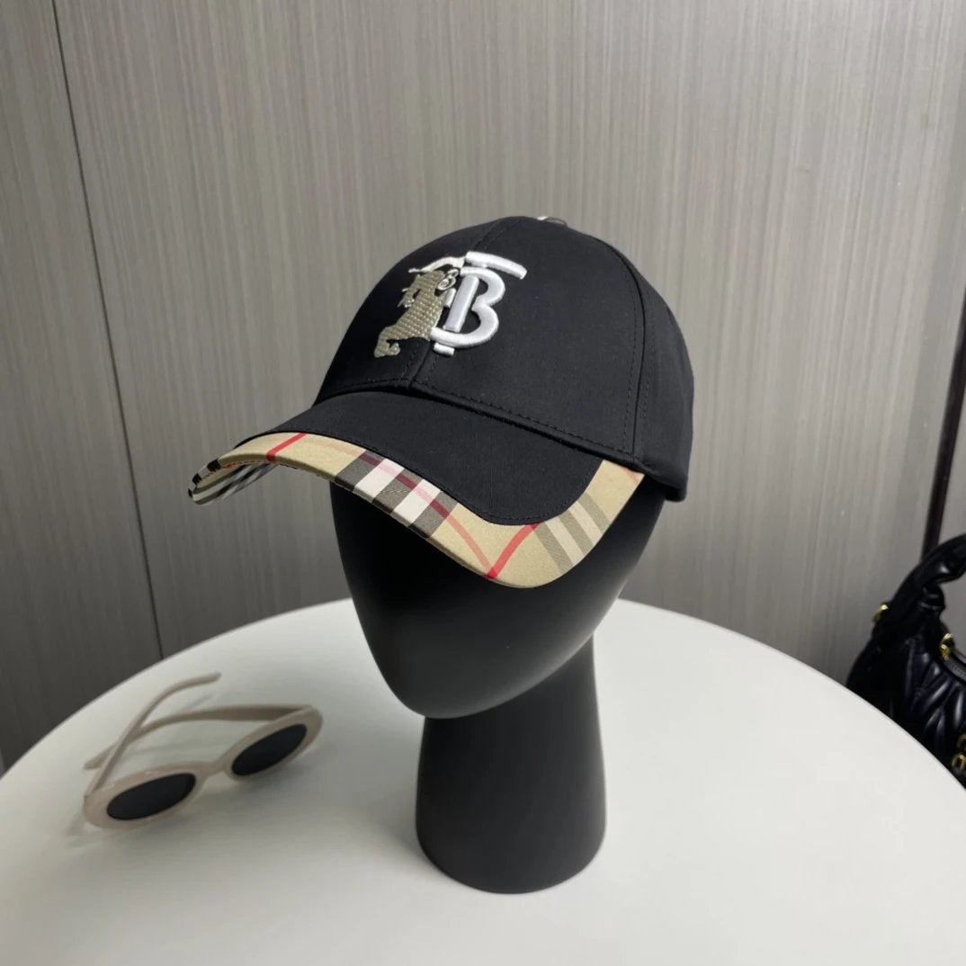 Burberry Hat B Words logo Baseball Cap Sunshade Sun Protection Duckbill Cap Unisex Couple Style Large Head Circumference Slimming Face Curved Brim Versatile Sports Hat