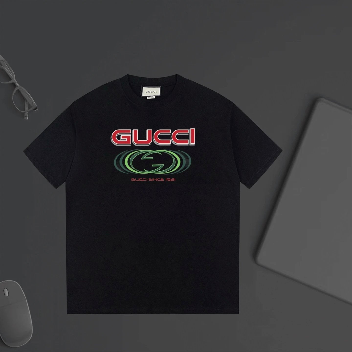 Gucci T-shirt Chest Letter Print logo round Neck Short Sleeve25ss New Pure Cotton Unisex Style T T-shirt OS Loose Fit Base Shirt Half Sleeve T-Shirt Top Half Sleeve