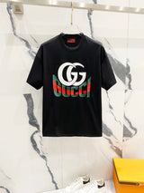 Gucci T-shirt Front Patch Color Block Double G Letter Embroidery logo round Neck Short Sleeve25ss New Pure Cotton Unisex Style T Casual T-Shirt Base Layer Shirt OS Loose Fit Half Sleeve Top Plus Size