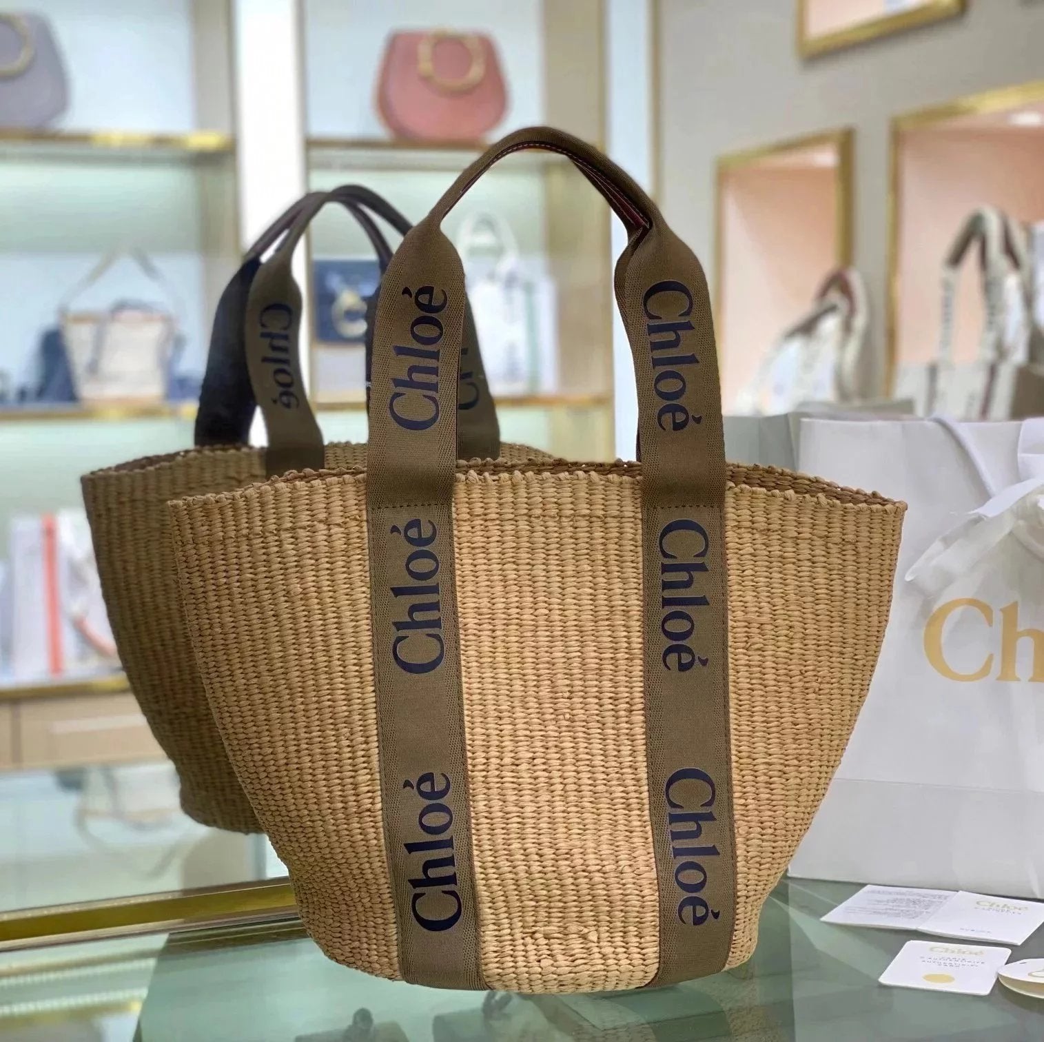 Chloe Bag Top version 【High Version】New Teng Woven Vegetable Basket Bag Tote Bag LargeWoodyBasket Large Beach Bag Shopping Bag Handbag Mummy Bag Woven Bag Straw Bag