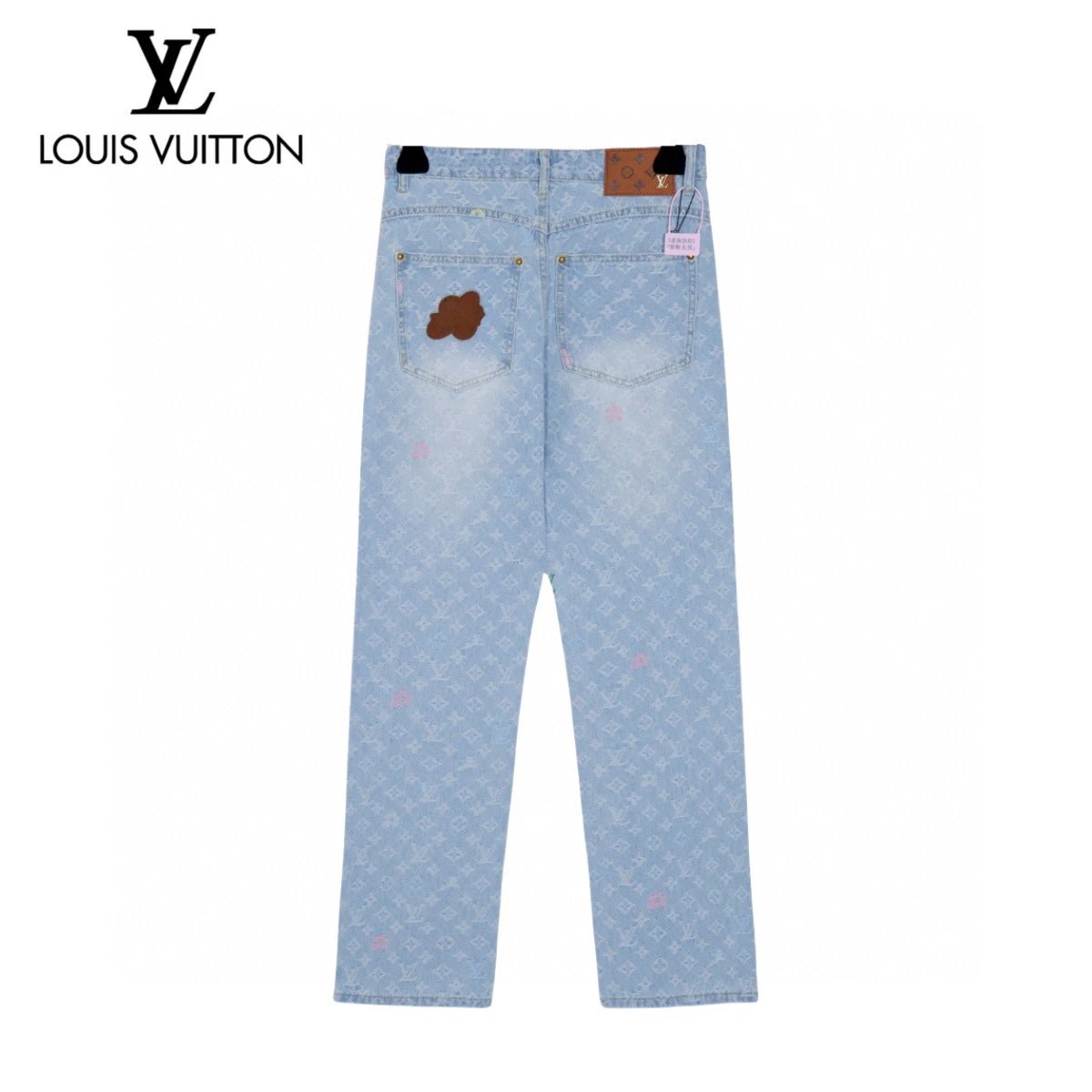 Louis Vuitton LV Jeans Back Pocket Rainbow Embroidery logo25ss Spring Summer New Straight Loose Jeans Unisex Slim Fit Long Pants