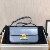 Celine women's bag Top version 【Original Leather】2021Spring and Summer New Arc De Triomphe Underarm Bag Celin*Women's Bag TRIOMPHECANVAS Underarm Bag Cow Leather Backpack Logo Printed Sheepskin Lining Underarm Bag Leather Shoulder Strap Shoulder Back19414