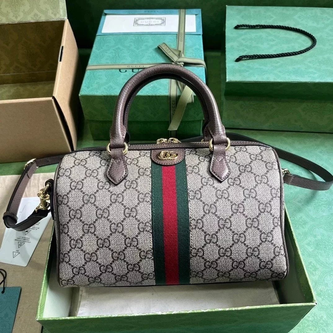 Gucci Women's Bag Top version 【**Original Factory】New Ophidia Series Boston Bag Mini Small Sized Handbag Messenger Bag Shoulder Bag Mini Bag Small Backpack772053，772061