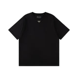 PRADA T-shirt Chest Triangle Mark logo round Neck Short Sleeve25ss New Pure Cotton Unisex Style T Casual T-Shirt Base Layer Shirt OS Loose Fit Half Sleeve Top Plus Size