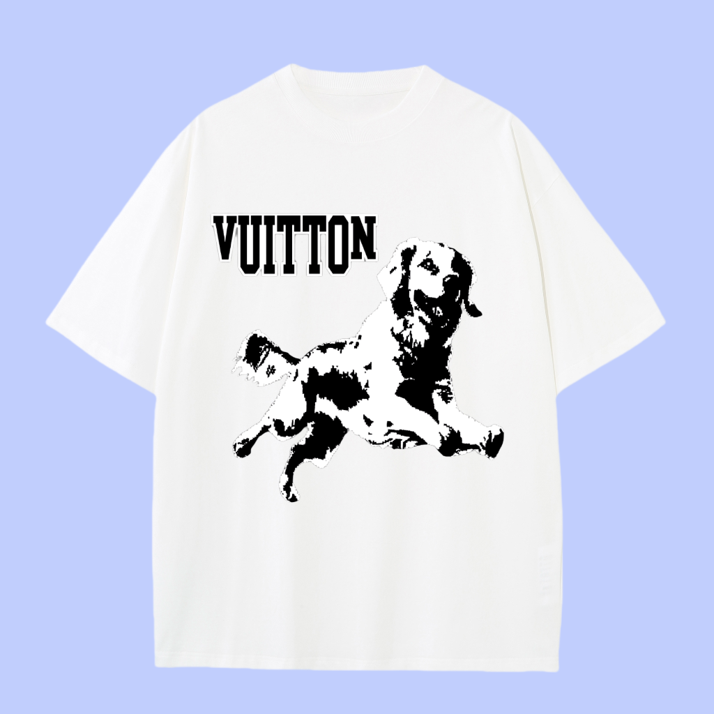Louis Vuitton LV T-shirt Chest Dog Pattern Print logo round Neck Short Sleeve25ss New Pure Cotton Unisex Style T T-shirt OS Loose Fit Base Shirt Half Sleeve T-Shirt Top Half Sleeve