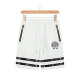 Chrome Hearts Shorts Front body with Sanskrit embroidery paired with metal button embellishments logo Five-point Shorts25ss New Drawstring Casual5Two-Piece Casual Sweatpants Summer Pants Unisex Pure Cotton Sweatpants