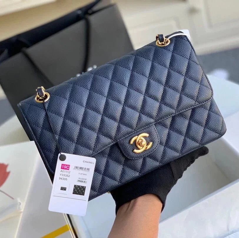 Chanel Women's Bag Top version 【Level Surrogate Shopping】New Classic CF Bag ClassicFlap2.55CF Medium25cm Original Leather Ball Pattern Caviar Diamond Chain Sheepskin Bag Shoulder Messenger Bag Women's Bag1112CF25cm Medium