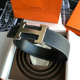 Hermes Belt Top version New High Quality Belt Men's First Layer Cowhide Double-Sided h Buckle Business Casual Belt