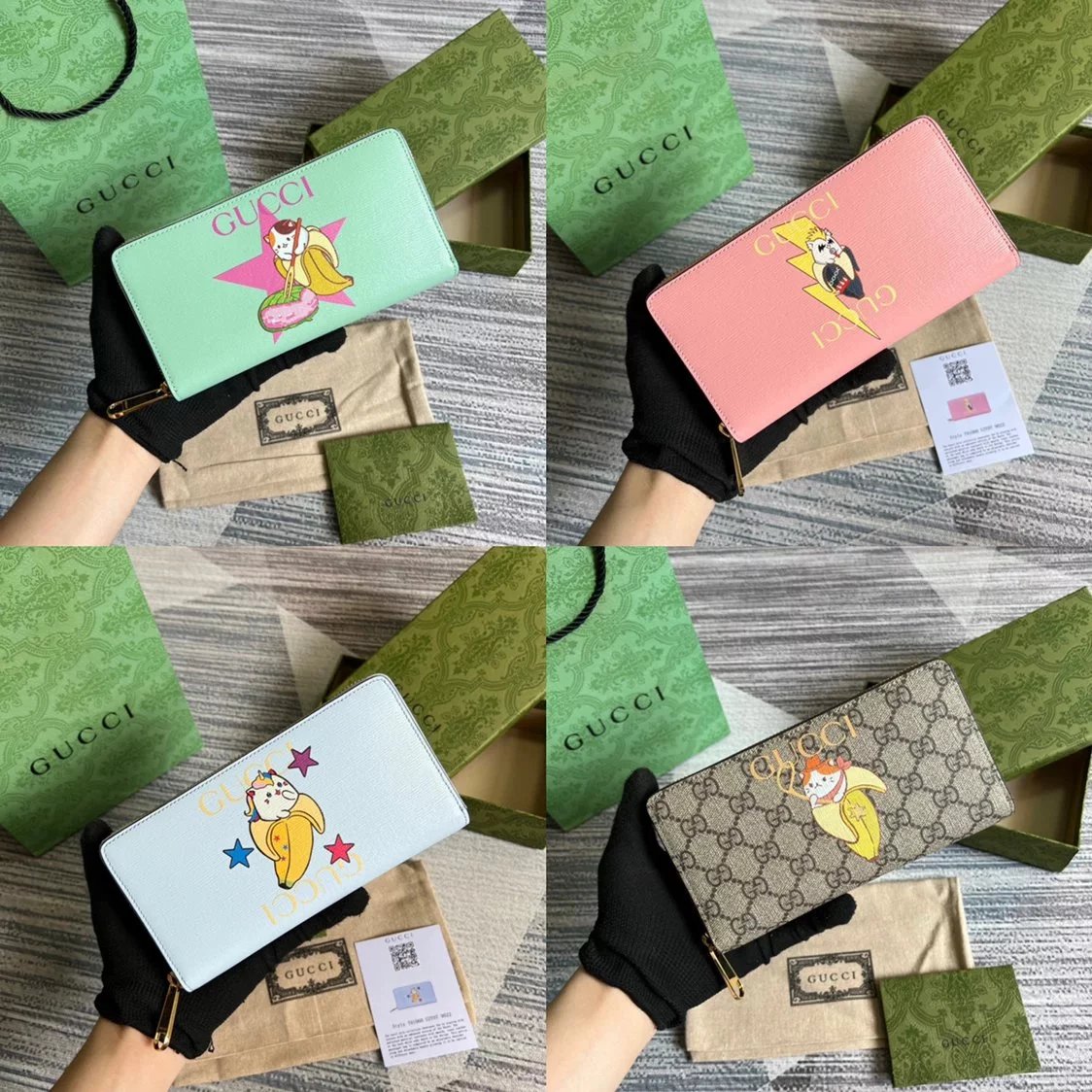 Gucci Wallet Top version 【**Customized Plate】New Women's Long Purse Wallet Zipper Wallet Rainbow and XINGX Bananya Printed Zipper Wallet Bananya Printed, Female Handbag Mobile Phone Number Full Leather Cowhide Wallet Wallet Card Holder Multifunctional Bag