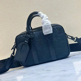 Louis Vuitton LV Men's Bag Top version 【】M82770Black Flower NanoPorteDocumentsVoyage Black Warrior Series Mini Men's Briefcase Shoulder Messenger Bag Chest Bag