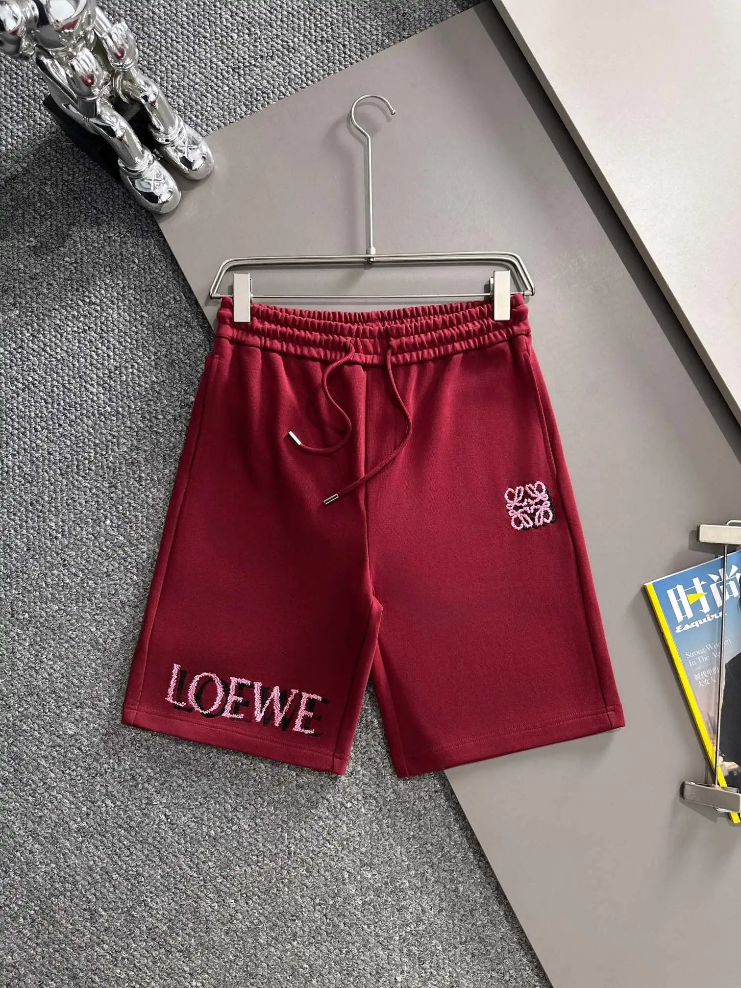 LOEWE Shorts Front High-Density Overlapping Letter Pattern Embroidery logo Five-point Shorts25ss New Drawstring Casual Pants for Men and Women, Summer Style5Two-in-One Casual Sweatpants Pure Cotton Joggers