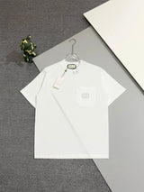Gucci T-shirt Double-breasted G Embroidery logo round Neck Short Sleeve25ss New pure cotton T Unisex T-Shirt OS Loose Fit Base Shirt Top Half Sleeve T-Shirt
