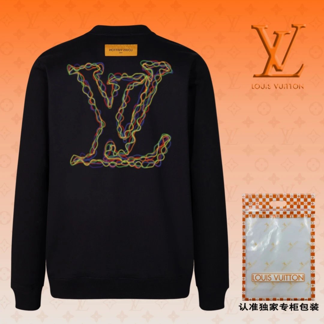 Louis Vuitton LV Hoodie Runway Style Large logo Round Neck Sweatshirt Long Sleeve Base Shirt Jacket Top Fashion Unisex Sports Casual OS Loose Fit Versatile New Autumn Winter Collection