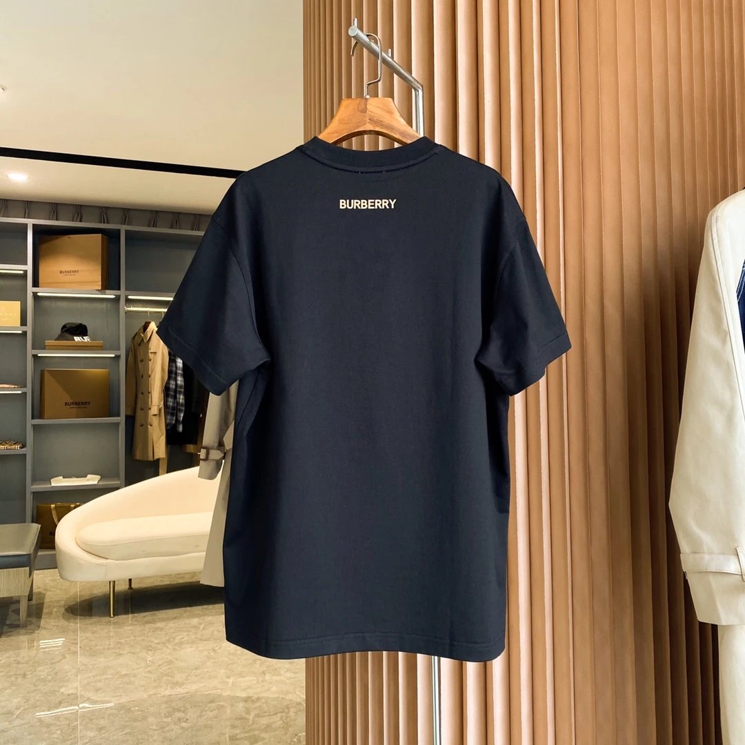 Burberry T-shirt Chest Deer Pattern Embroidery logo round Neck Short Sleeve25ss New Pure Cotton Unisex Style T Casual T-Shirt Base Layer Shirt OS Loose Fit Half Sleeve Top Plus Size