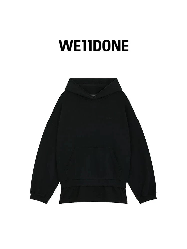 We11done Hoodie Top Version24Early Autumn New Men's and Women's Same Pearl LOGO Layered Hoodie Sweater