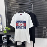 Gucci T-shirt Square Frame Letter Front Print logo round Neck Short Sleeve25ss New pure cotton T Unisex T-Shirt OS Loose Fit Base Shirt Top T-Shirt Short Sleeve