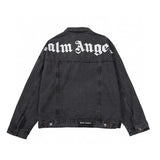 Palm Angels Jackets Top Version Brown Lan2022ss Classic Back Letter Print Washed Denim Jacket Jacket