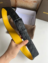 Bottega Veneta Belt 【First Layer Cowhide】Counter Version Free Packaging New Belt Men's First Layer Cowhide Hand-Woven Calfskin Belt Fashion All-Matching3.5cm Pant Belt Men and Women Business Casual Belt Belt Men's Leather Belt
