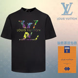 Louis Vuitton LV T-shirt Colorful Print on the Chest logo round Neck Short Sleeve25ss New Pure Cotton Unisex Style T T-shirt OS Loose Fit Base Shirt Short Sleeve T-Shirt Top