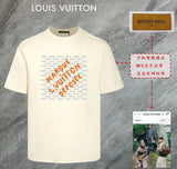 Louis Vuitton LV T-shirt Front Chest Mesh Print logo round Neck Short Sleeve25ss New Pure Cotton Unisex Style T T-shirt OS Loose Fit Base Shirt Half Sleeve T-Shirt Top Half Sleeve
