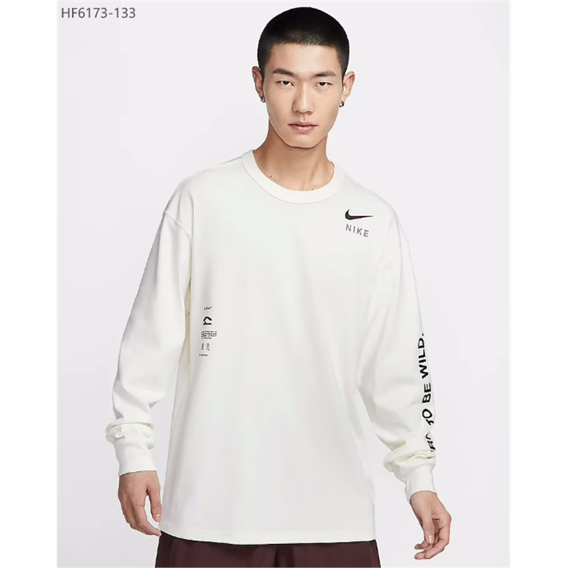 Nike Men's and Women's Spring and Autumn Sports Casual Knitted Cotton Sweater Loose Breathable Color logo Long Sleeve T T-shirt