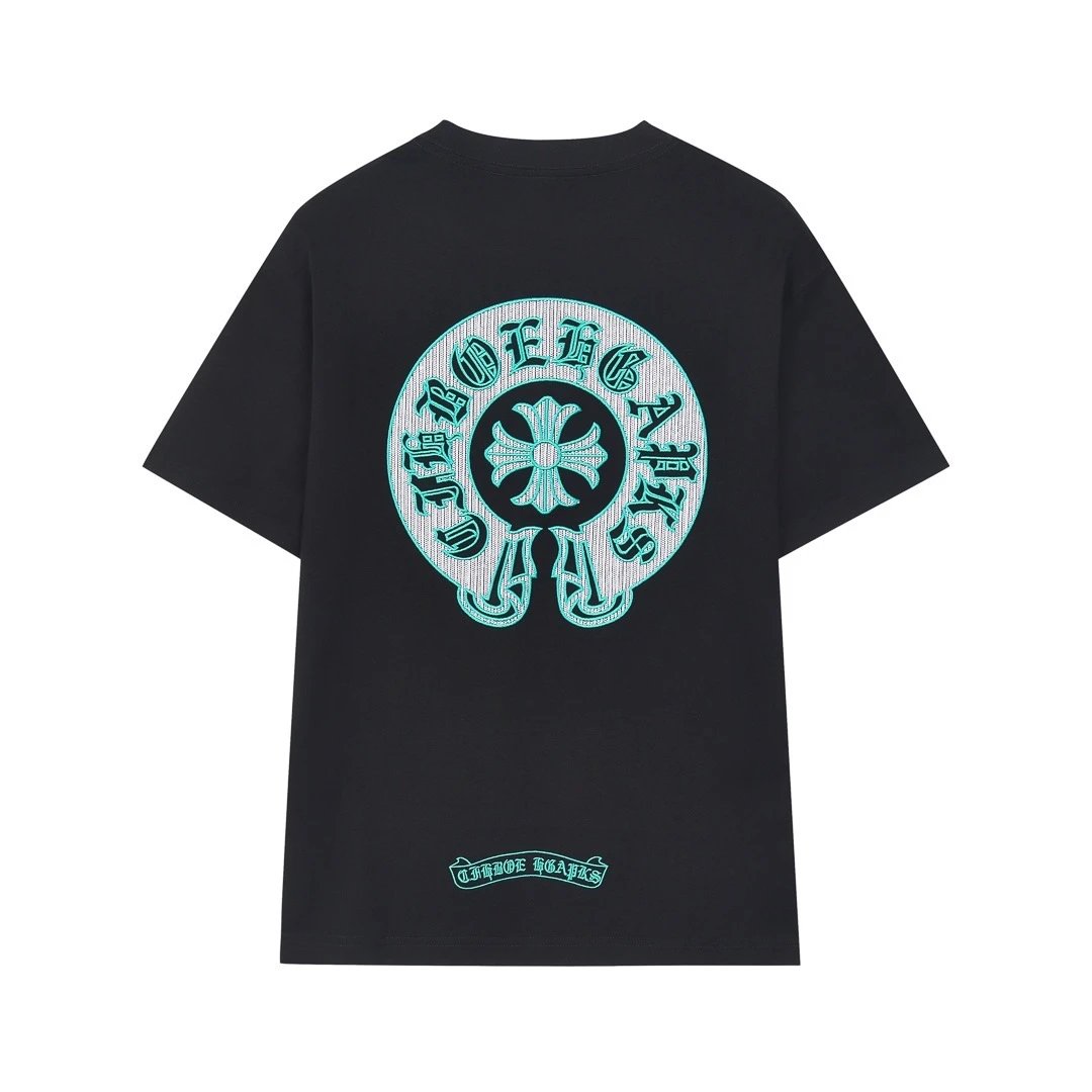 Chrome Hearts T-shirt Backside Lettering in Sanskrit Print logo round Neck Short Sleeve25ss New Pure Cotton Unisex Style T T-shirt OS Loose Fit Base Shirt Half Sleeve T-Shirt Top Half Sleeve