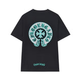 Chrome Hearts T-shirt Backside Lettering in Sanskrit Print logo round Neck Short Sleeve25ss New Pure Cotton Unisex Style T T-shirt OS Loose Fit Base Shirt Half Sleeve T-Shirt Top Half Sleeve