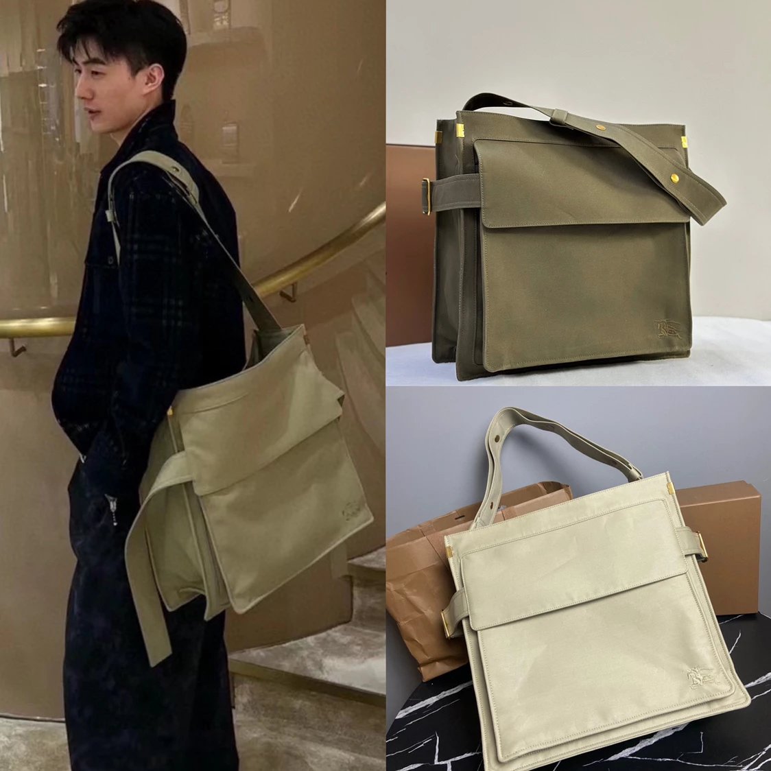 Burberry backpack Top version 【Overseas Surrogate Shopping】2023New Trench Trench Coat Tote Bag Men's and Women's Same Shoulder Messenger Handbag Large Capacity Commuter Bag