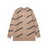 Balenciaga Clothing Thickened Double-Layer Letter Jacquard Casual Loose All-Match Men's and Women's Same Knitted Sweater