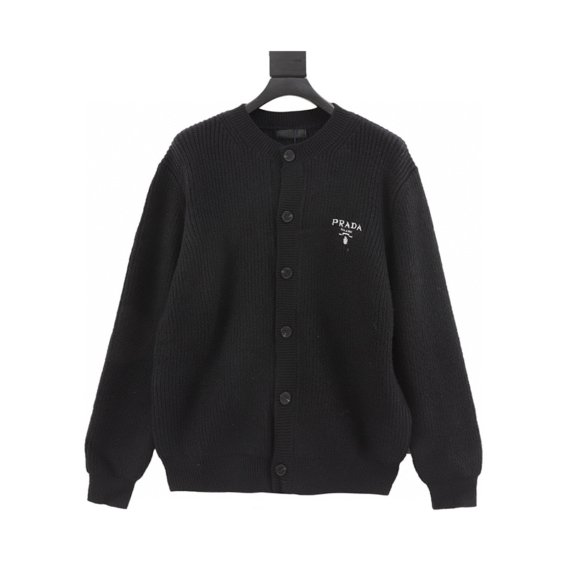 PRADA Sweater 24Fw Medal Letter Cardigan Sweater for Men and Women