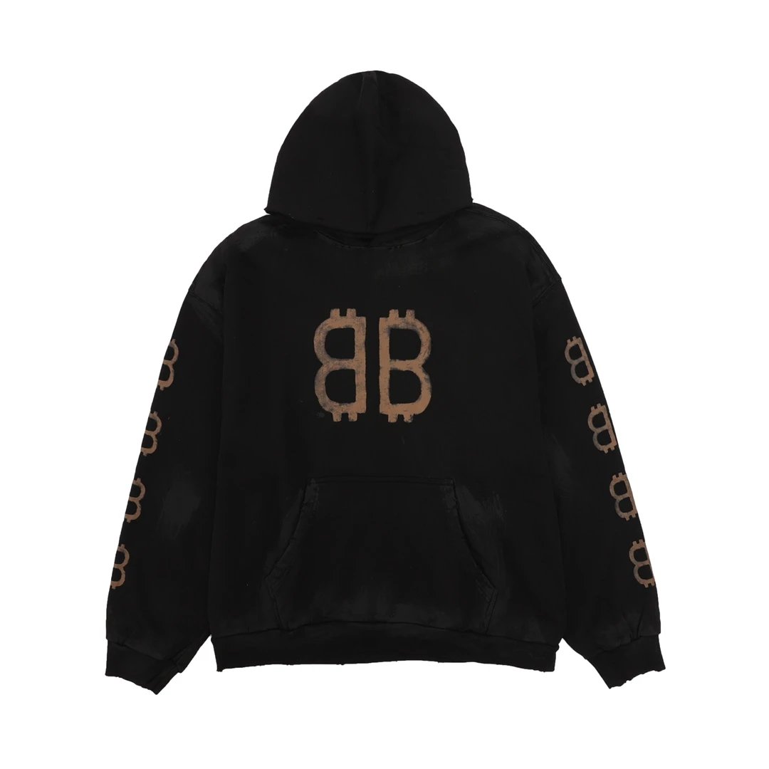 Balenciaga Hoodie Double B Hooded Sweatshirt Pure Cotton Jacket Hoodie Top Unisex Sports Casual OS Loose fit versatile style
