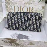 Dior Women's Bag Top version Women's Long Zip Wallet Wallet Clutch Cowhide Embroidered Wallet Female Wallet Wallet Clutch