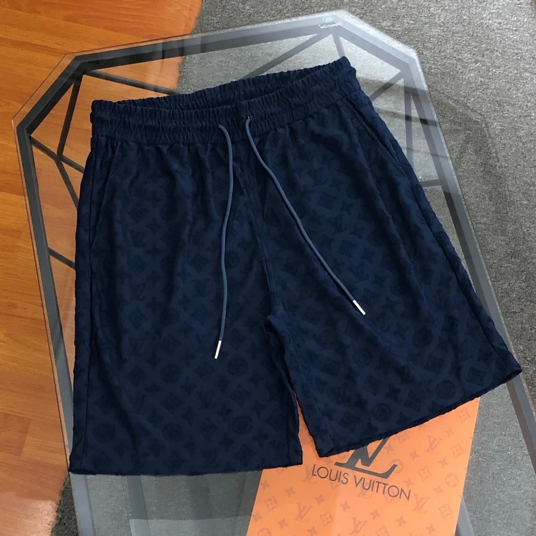 Louis Vuitton LV Shorts Allover Jacquard Pattern logo Five-point Shorts25ss New Drawstring Casual Pants for Men and Women, Summer Style5Two-in-One Casual Sweatpants Pure Cotton Joggers
