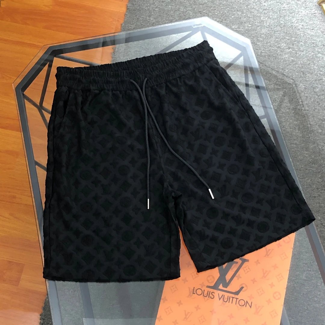 Louis Vuitton LV Shorts Allover Jacquard Pattern logo Five-point Shorts25ss New Drawstring Casual Pants for Men and Women, Summer Style5Two-in-One Casual Sweatpants Pure Cotton Joggers