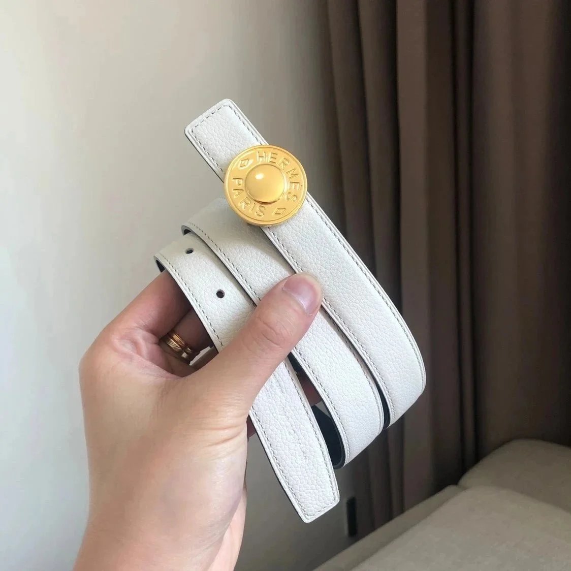Hermes Belt Top version Women's Thin Belt Double-Sided Imported First Layer Calfskin Double-Sided Letters h Buckle Belt Skirt Shaped Accessory Women's hermes Belt2.5Centimeter Wide