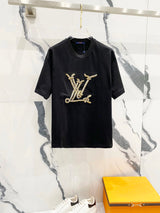 Louis Vuitton LV T-shirt Chest Rope Letter Embroidery logo round Neck Short Sleeve25ss New pure cotton T Unisex T-Shirt OS Drop Shoulder Loose Fit Base Shirt Top T-Shirt Short Sleeve