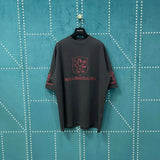 Balenciaga T-shirt Red stripe embroidery on the chest logo round Neck Short Sleeve25ss New Pure Cotton Unisex Style T T-shirt OS Loose Fit Base Shirt Top Half Sleeve T-Shirt