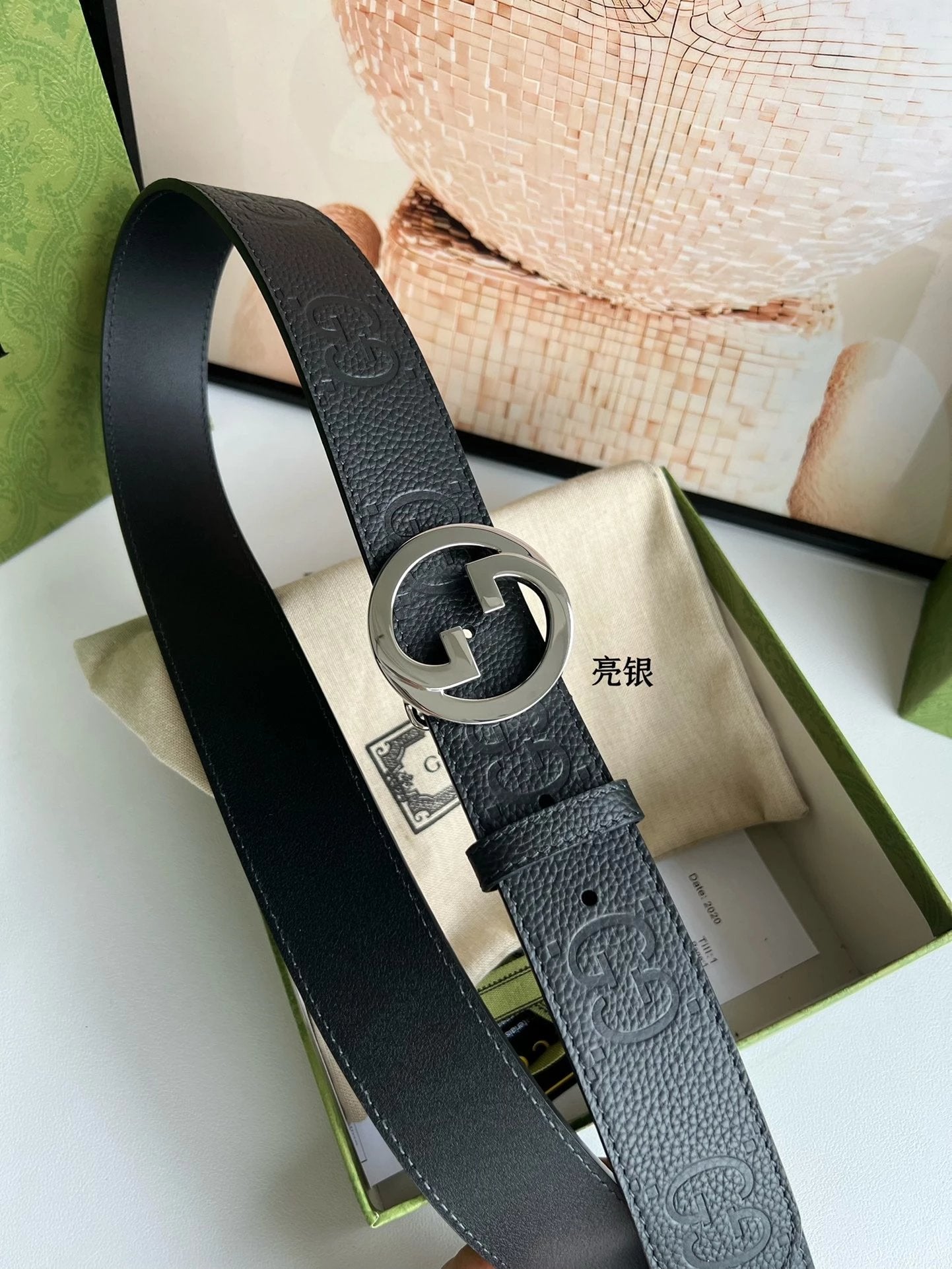 Gucci Belt Top version 【Full Package】Men's Leather Belt Gucci Width for Personal Use4.0cm Italian Double-Sided Imported First-Layer Cowhide Double G Embossed Boutique Double G Steel Buckle Low-Key Luxury Fashion All-Matching G Men's Belt