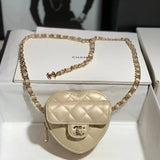 Chanel Women's Bag Top version 【**Original Order】2022Early Spring Series Women's Heart Bag Large Heart Bag Black White Messenger Bag Chain Bag Shoulder Bag Stylish Bag Women's Bag Home Heart Bag Heart Bag