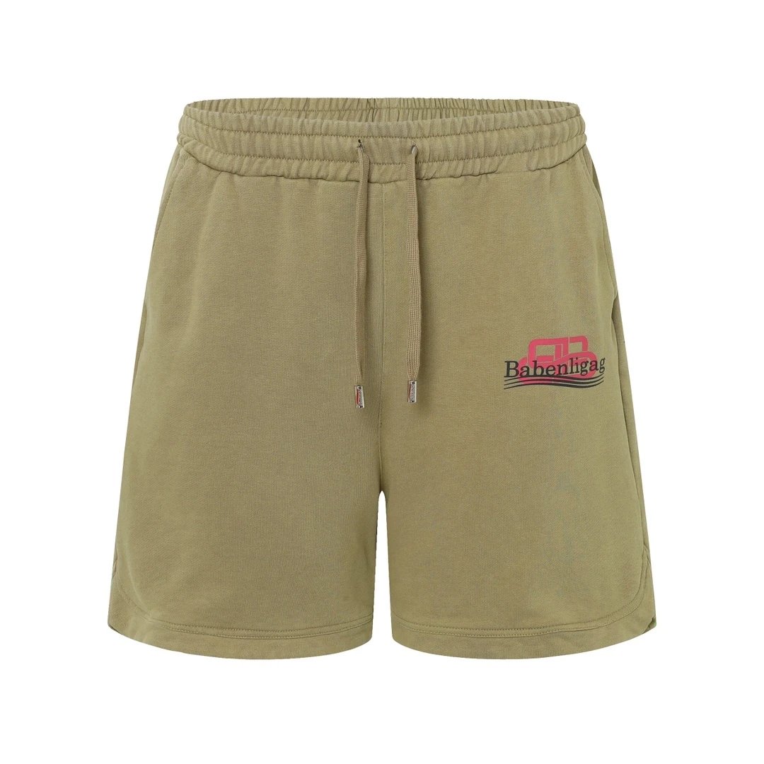 Balenciaga Shorts Classic Style Double B Printed Washed Shorts Five-Point Pants25ss New Heavy Drawstring American Style Casual Summer Pants5Two-in-One Casual Sweatpants for Men and Women