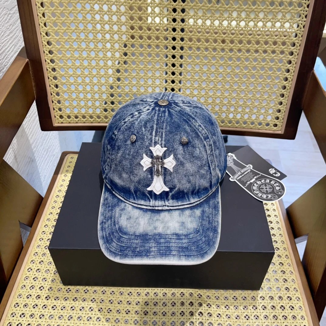 Chrome Hearts Hat logo Baseball Cap Sunshade Sun Protection Duckbill Cap Slimming Face Curved Brim Versatile Large Head Circumference Sports Hat Unisex Couple Style