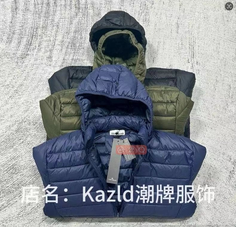 Stone Island Down Jacket/Vest Lightweight down Cotton Jacket Coat Trendy Brand Wear-Resistant Warm and Loose Versatile Cotton Coat Bread Cotton-Padded Jacket