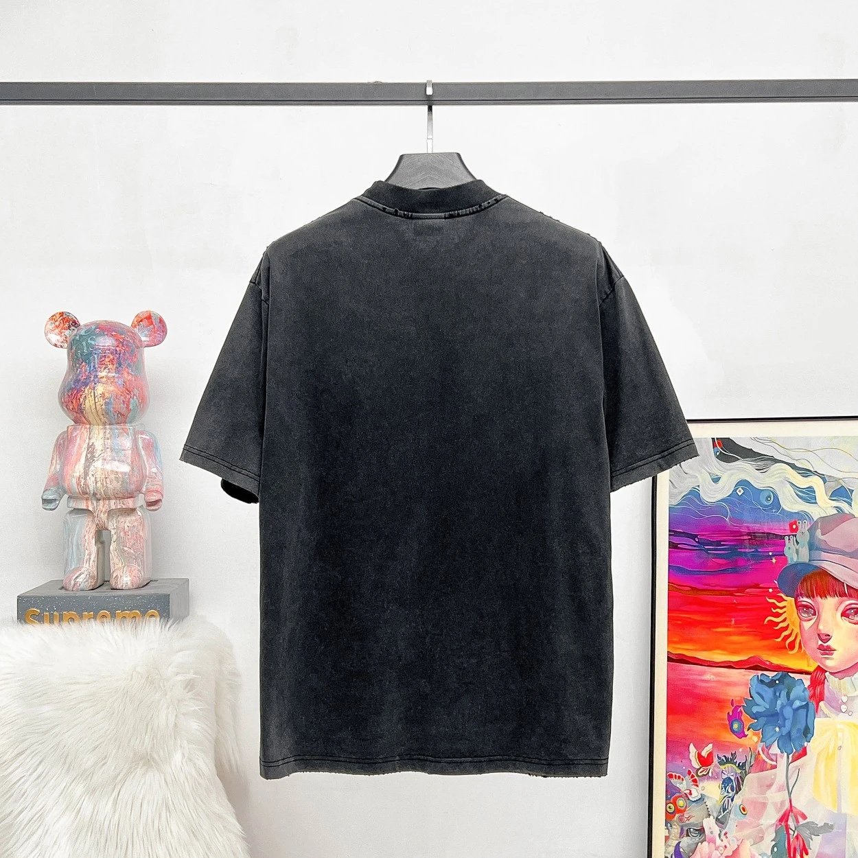 Balenciaga T-shirt Metal Portrait Band Direct Injection Printing Washed Vintage logo round Neck Short Sleeve25ss New Pure Cotton Unisex Style T T-shirt OS Loose Fit Base Shirt Top Half Sleeve T-Shirt