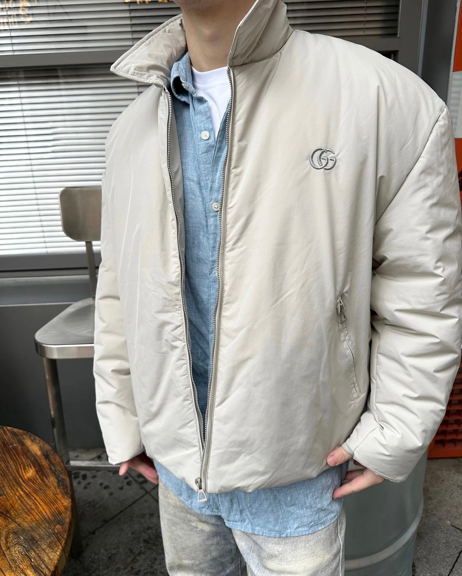Gucci Jackets Embroidered Logo Turn-down Collar Cotton Jacket Unisex Coat Jacket Casual Loose Fit Versatile Winter Warm Sports Jacket